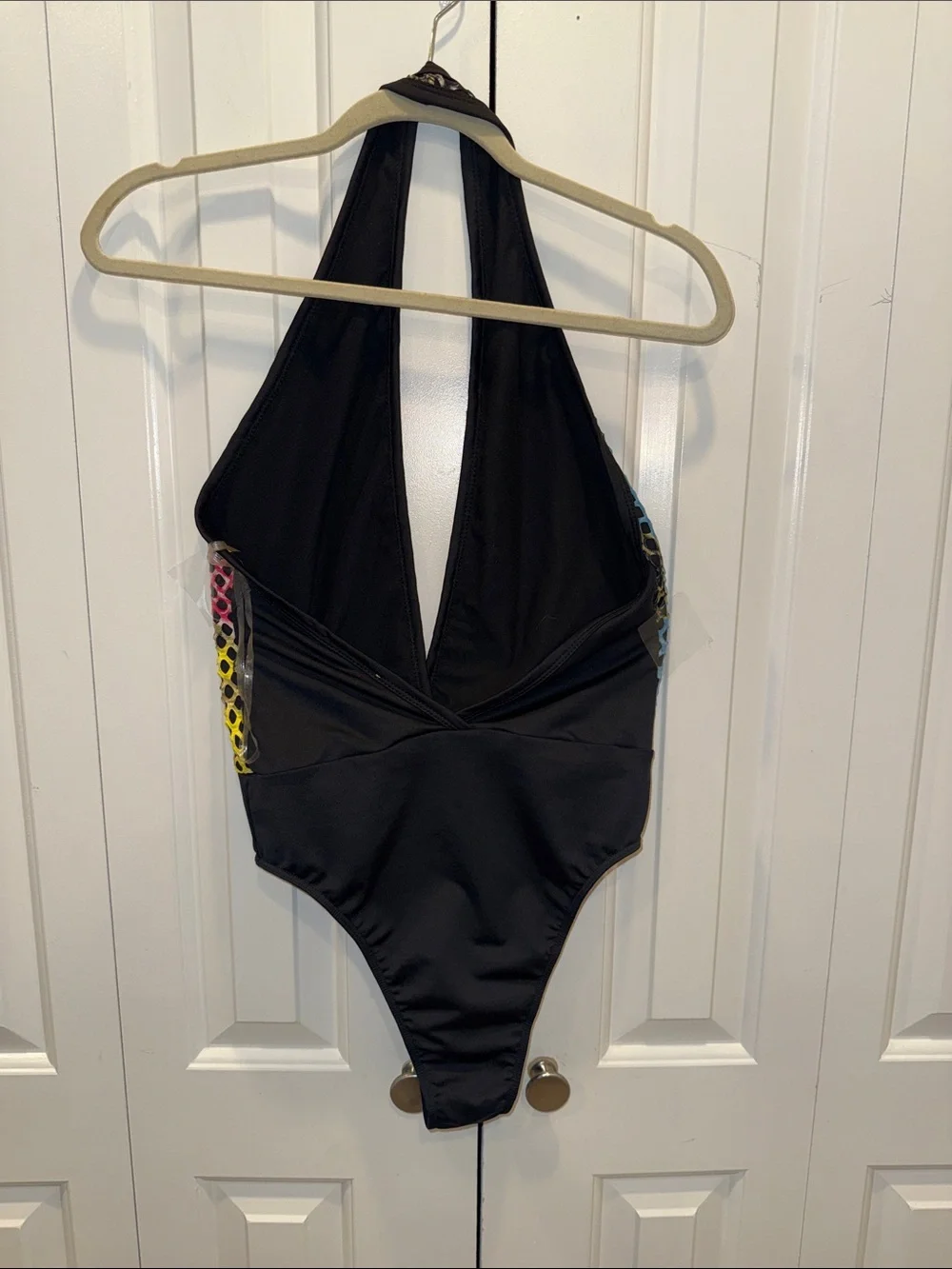 Colorblock Mesh Deep-V One-Piece Swimsuit